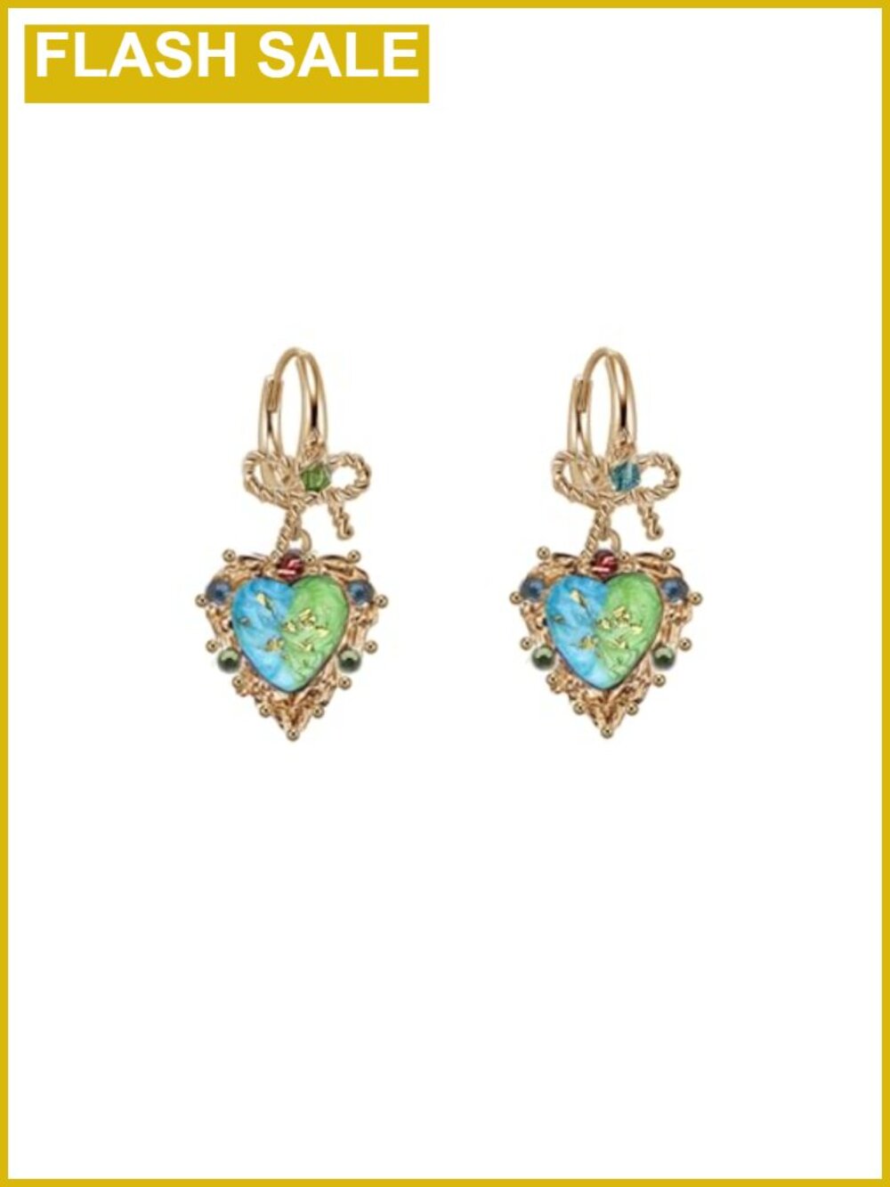 Vintage Sweet Bow Geometric Heart Dangle Earrings Copper Alloy Women's Gift